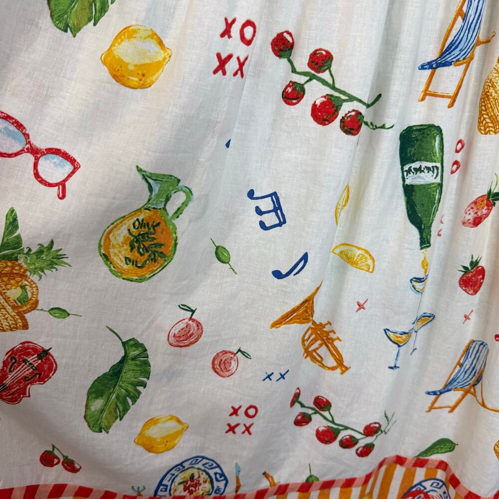 Calypso St. Barth Linen Maxi Skirt Party Time Picnic Lobster Coastal Women's L - Picture 6 of 12